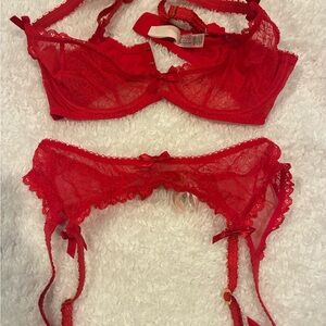 Agent Provocateur Aliza Red Lace Lingerie Set